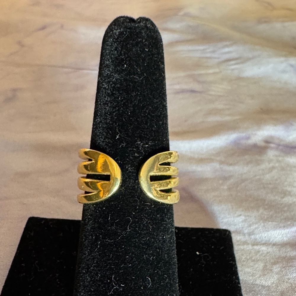 Gold-Tone Multi-Band Crystal Crossover Ring - Gold - Picture 2 of 2
